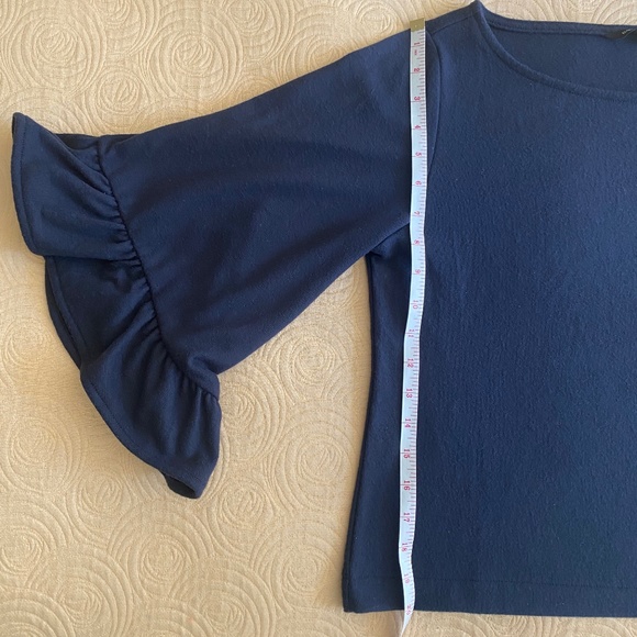 Banana Republic sweater 3/4 ruffle sleeve blue XS - Picture 5 of 11